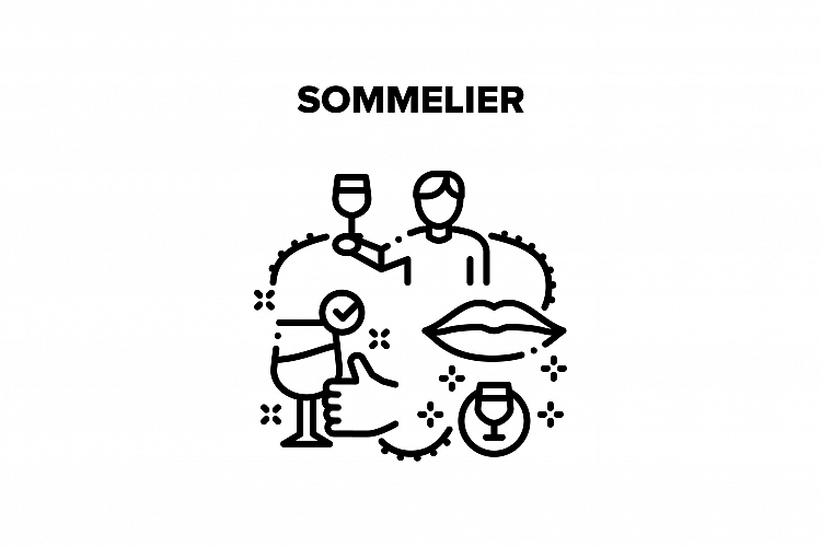 Sommelier Job Vector Black Illustration example image 1