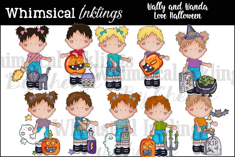 Wally and Wanda Love Halloween Clipart Collection