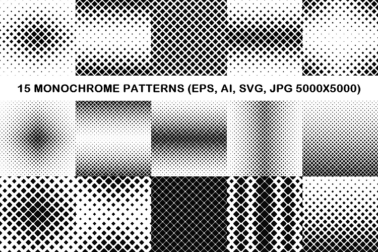 15 square patterns (EPS, AI, SVG, JPG 5000x5000)
