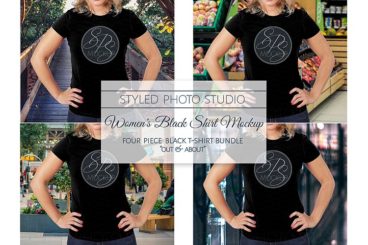 Womens Black Tshirt Mockup Bundle