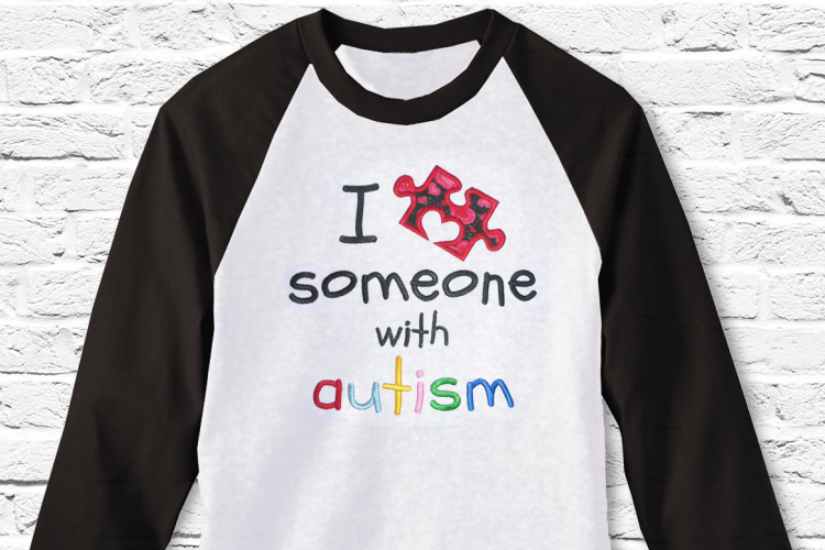 I Love Someone with Autism Puzzle Piece Applique Embroidery