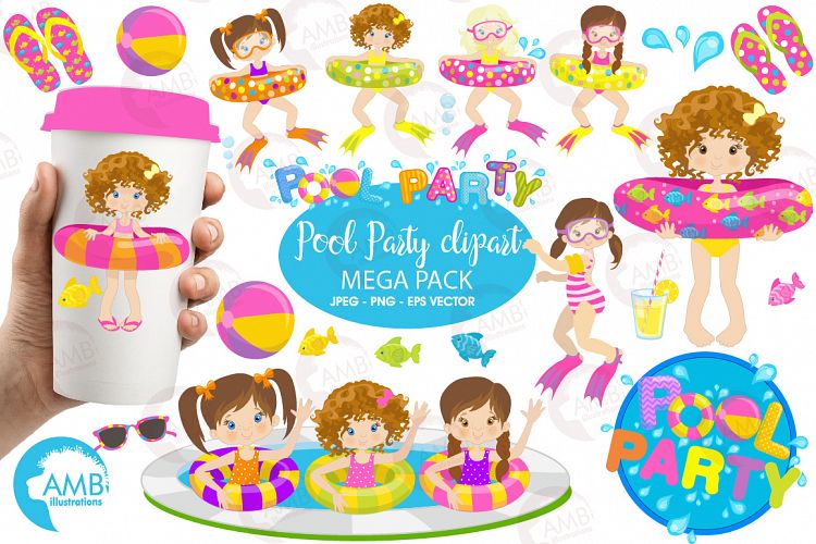 Pool party Mega clipart, graphics pack AMB-901-902-903