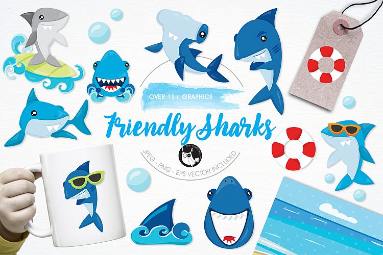 Friendly Sharks graphics and illustrations