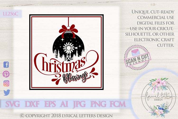 NEW! Farmhouse Christmas Blessings with Windmill SVG LL256C