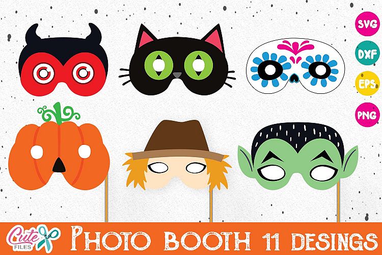 Halloween masks, props for kids, photo booth, svg files