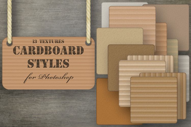 Cardboard layer styles Collection for Photoshop