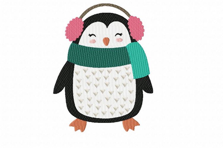Christmas Fun Penguin ~ Machine Embroidery Design in 2 sizes - Instant Download