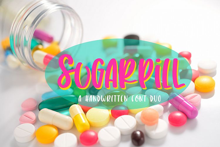 Sugarpill - a handwritten uppercase duo font