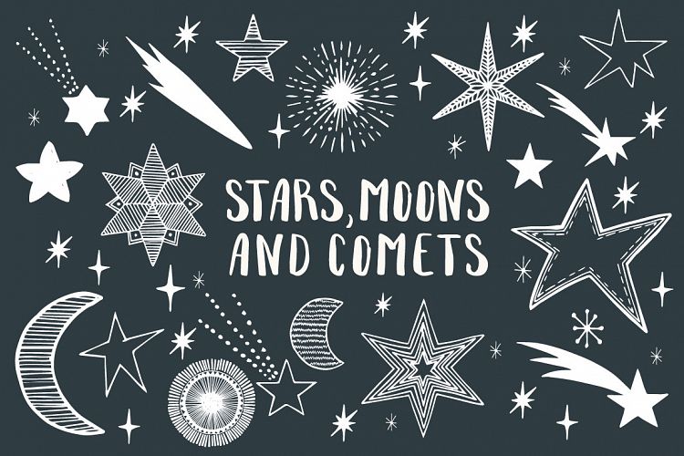 Stars, Moons, Comets - Eps&Png