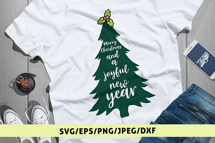 Merry Christmas And A Joyful New Year SVG DXF PNG JPG