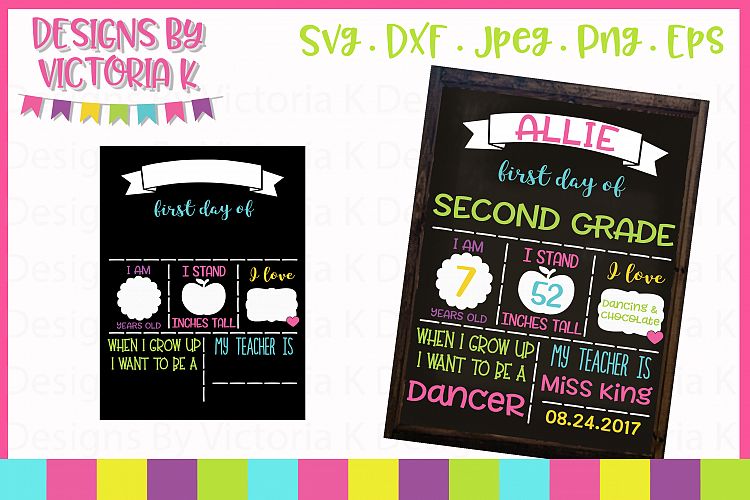 First day of school board, chalkboard style SVG Cut File