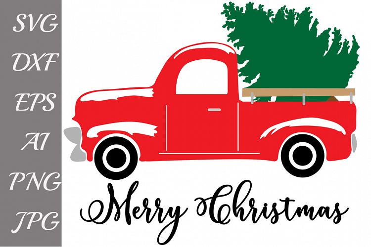 Red Christmas Truck Svg