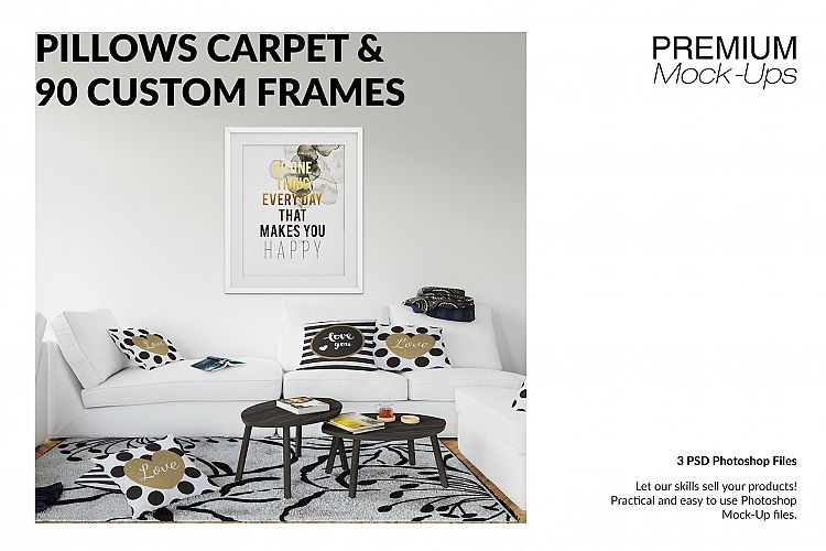 Throw Pillows Carpet   Frames Set