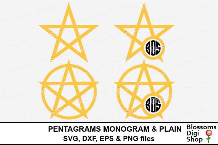 Pentagrams plain and monogram cut files