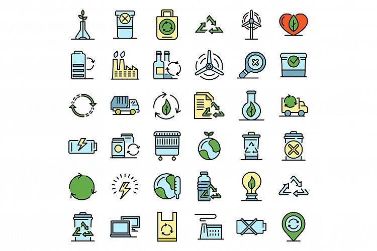 Recycling icons set vector flat example image 1
