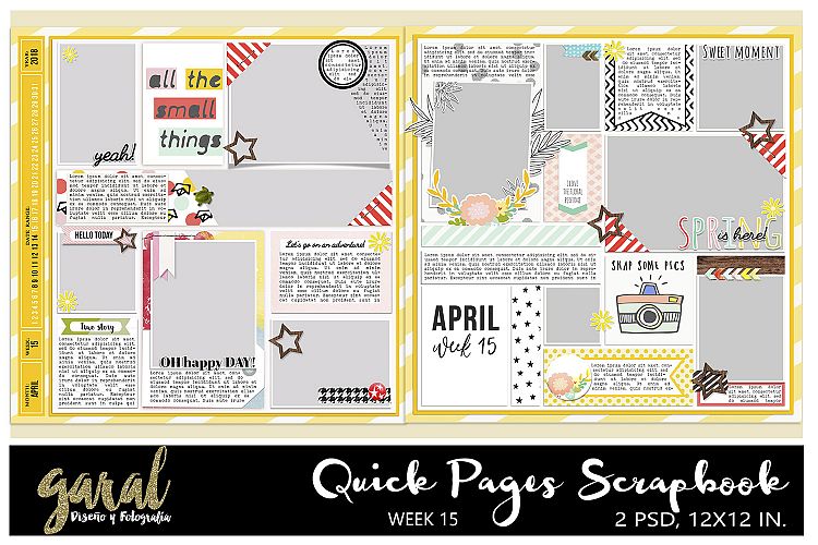 Quick Pages Scrapbook, Week 15 2018 Project life, Pocket Scrapbook