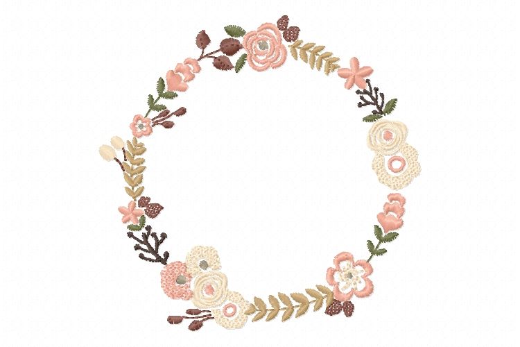 Floral Wreath Font Frame Monogram Design - EMBROIDERY DESIGN FILE - Instant download - Vp3 Hus Dst Exp Jef Pes formats hoop 4x4 5x7 6x10