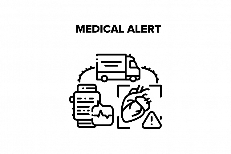 Medical Alert Vector Black Illustration example image 1