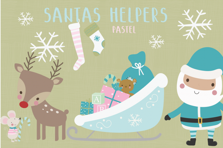 Santas helpers-pastel clipart set