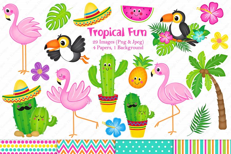 Flamingo clipart, Flamingo graphics & Illustrations, Cactus