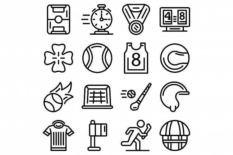 Hurling icons set, outline style example image 1