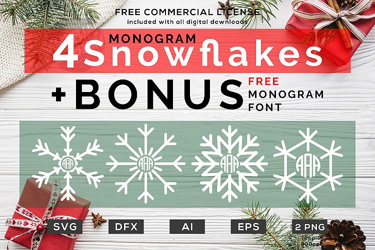 Snowflakes Monogram - Christmas SVG Bundle