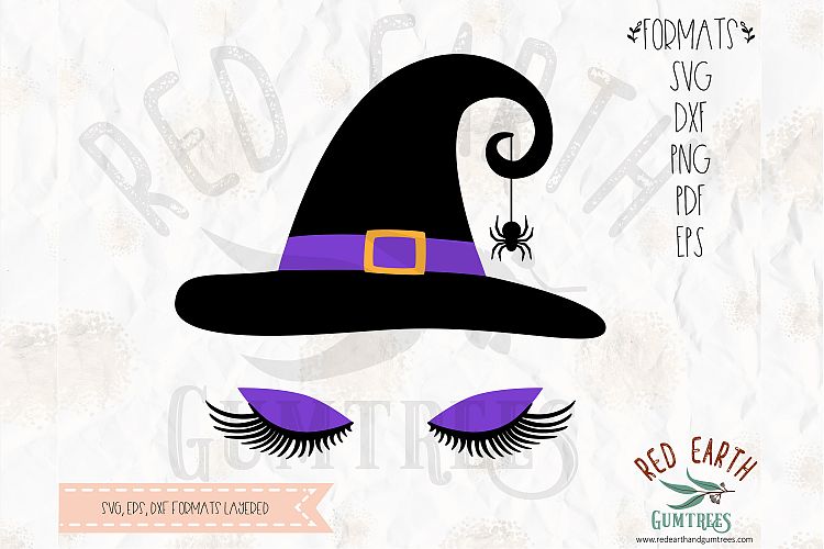 Witch with lashes and hat in SVG, DXF, PNG, EPS, PDF format