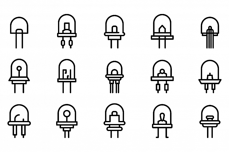 Diode icons set, outline style example image 1