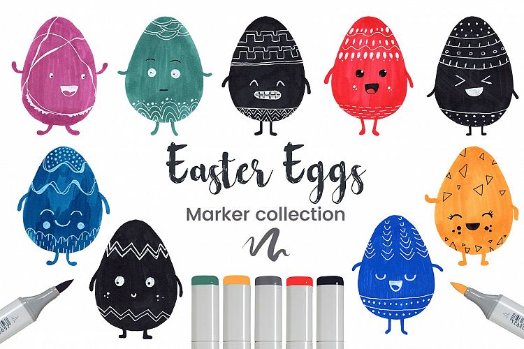Easter Eggs Set Hand Drawn + Vectorized copy