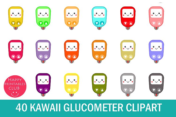 40 Kawaii Glucometer Clipart- Glucose Meter Clipart-Kawaii