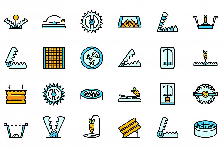 Animal trap icons set vector flat example image 1