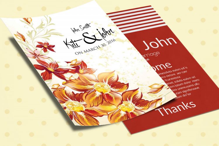 Double Sided Wedding Invitation Card