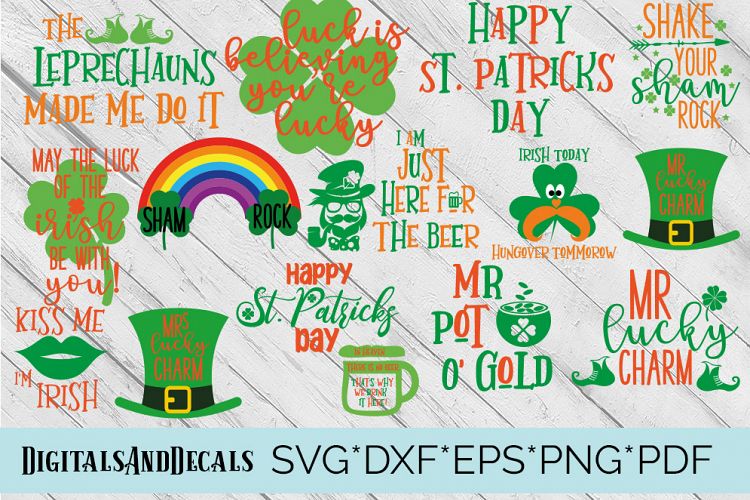 St Patricks Day Design Bundle SVG, DXF, EPS, png Files for Cutting Machines Cameo or Cricut - St Paddys Day svg, Irish svg, Lucky svg