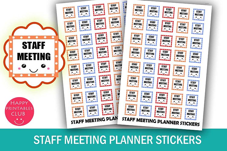 Staff Meeting Planner Stickers- School Staff Planner Sticker