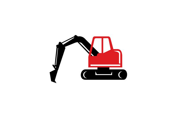 Mechanical Excavator Digger Retro Icon