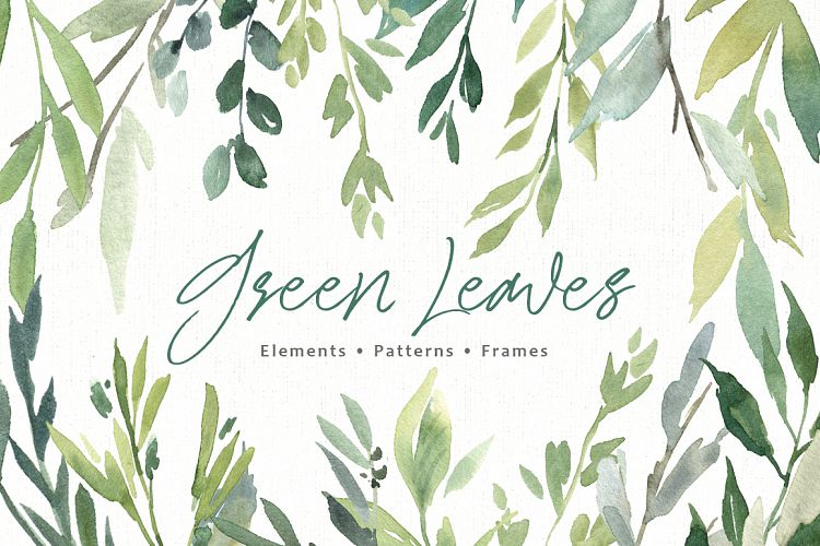 Watercolor Greenery Green Leaves PNG