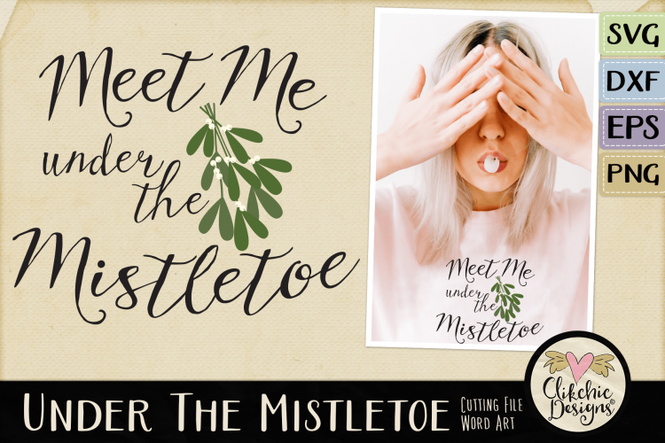 Christmas SVG - Under the Mistletoe Word Art Clipart