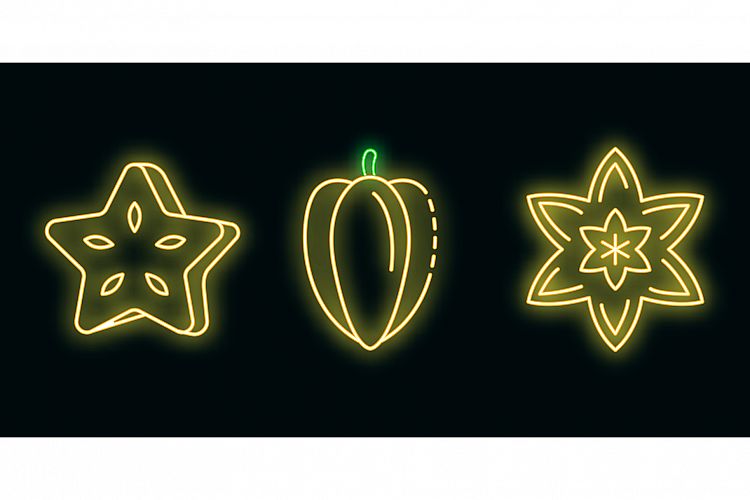 Carambola icons set vector neon example image 1