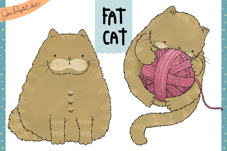 Fat Cat | Clip art illustration | PNG/JPEG