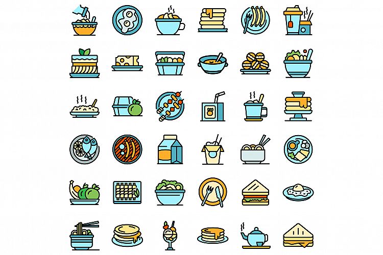 Lunch icons set vector flat example image 1