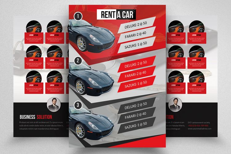 Double Sided Rent A Car Business Flyer