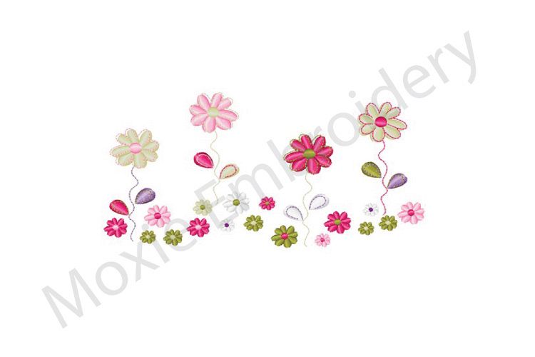 Flowers Embroidery Design, Floral Border Design
