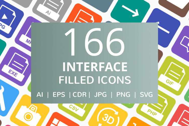 166 Interface Filled Round Corner Icons