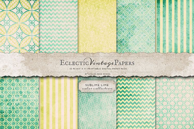 Vintage Printable Papers - Sublime Lime
