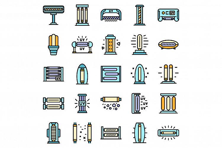 UV lamp icons set vector flat example image 1