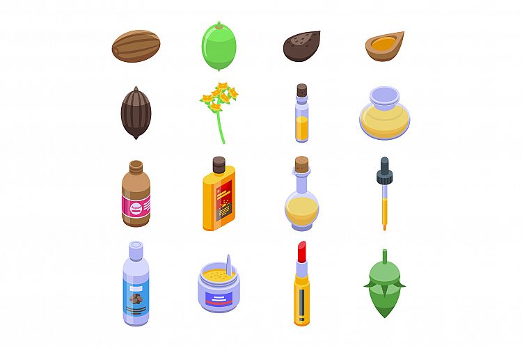 Jojoba icons set, isometric style example image 1