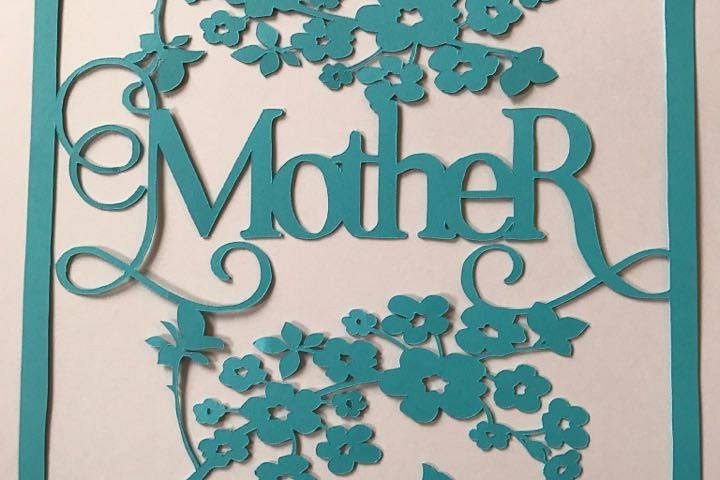 Mother with cherry blossoms papercutting template