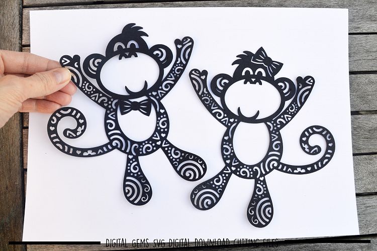Mr and Mrs Monkey paper cut SVG / DXF / EPS files