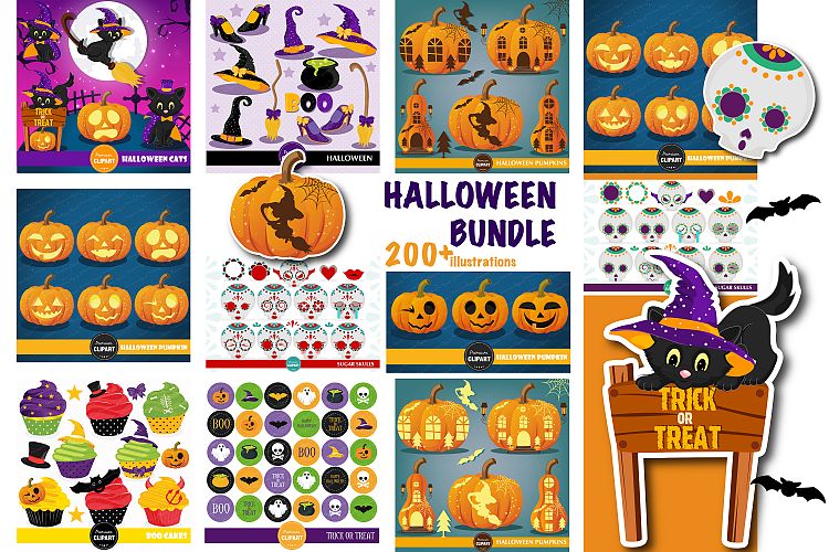 Halloween bundle, Halloween illustrations, Halloween pumpkin
