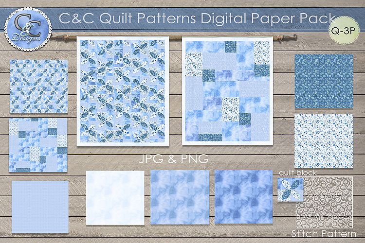 Quilt Patterns Digital Paper Pack Q-3P